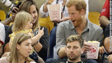 TORONTO, ON - SEPTEMBER 27:  Hayley Henson and daughter Emily Henson sit with Prince Harry at the Sitting Volleyball Finals during the Invictus Games 2017 at Mattamy Athletic Centre on September 27, 2017 in Toronto, Canada.  (Photo by Chris Jackson/Getty Images for the Invictus Games Foundation)
