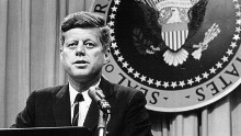 President John F. Kennedy speaks at a press conference August 1, 1963. 