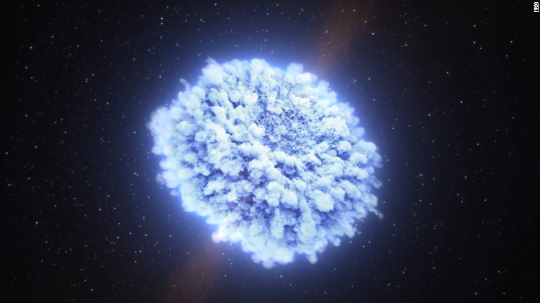 First-seen neutron star collision creates light