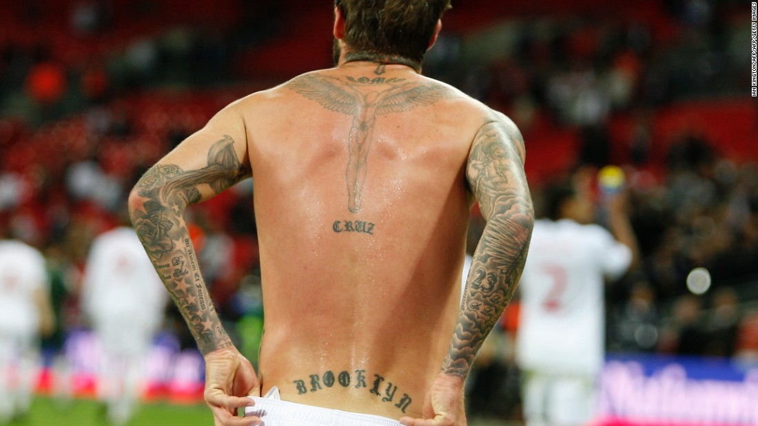 Perhaps the man who started the trend. Former Manchester United midfielder David Beckham was one of the first high-profile footballers to make tattoos a fashion statement. His first was in 1999 to mark the birth of his first child, Brooklyn. The 42-year-old is reported to now have more than 40 tattoos.