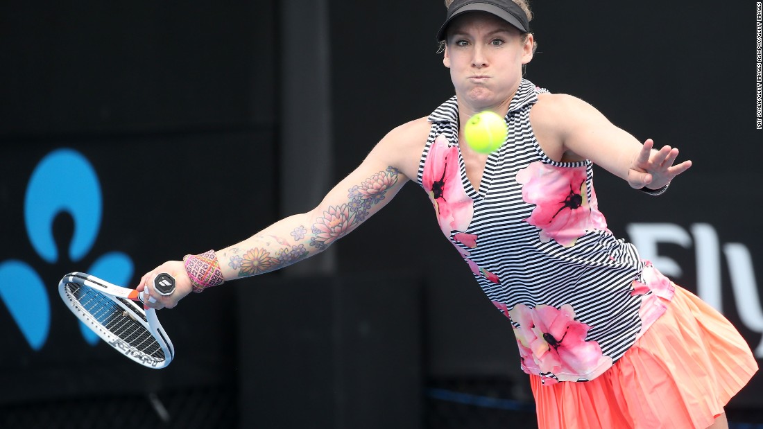 Tennis player Bethanie Mattek-Sands adds color to the court in a variety of ways.  The American has a tattoo of a large flowery design, which features honeybees, on the inside of her right arm. 