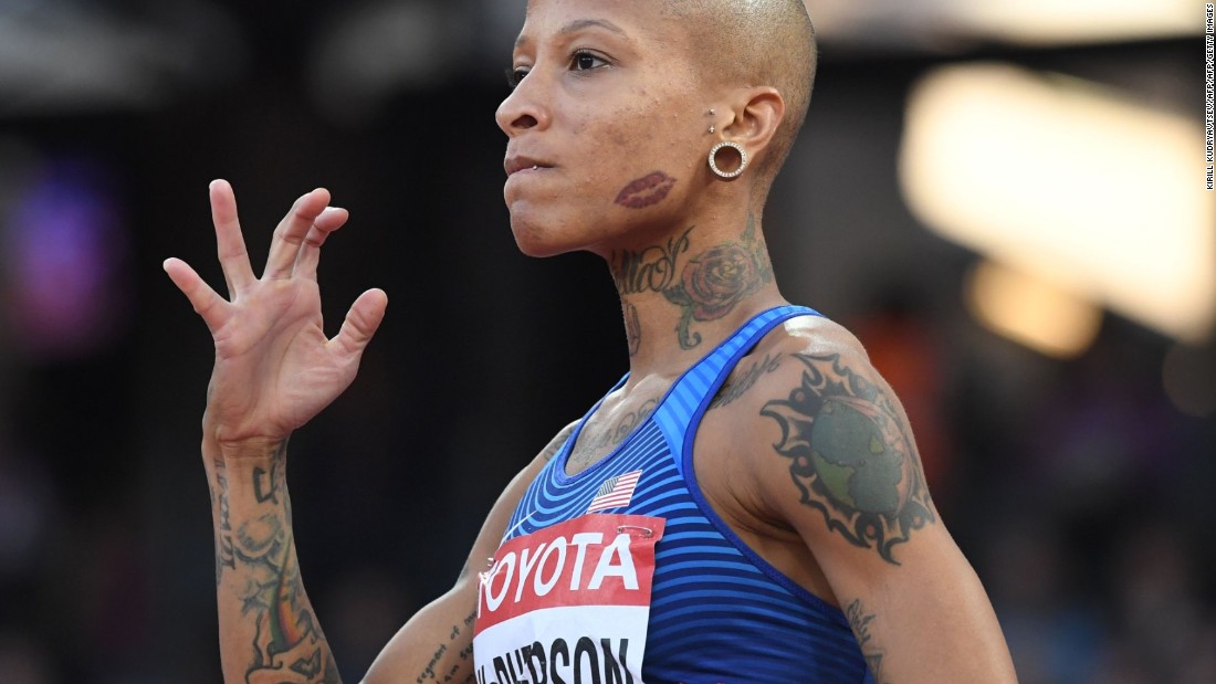 US high jumper Inika McPherson caught the eye at this year's World Athletics Championships in London. The 5ft 4in athlete has reportedly over 30 tattoos. 