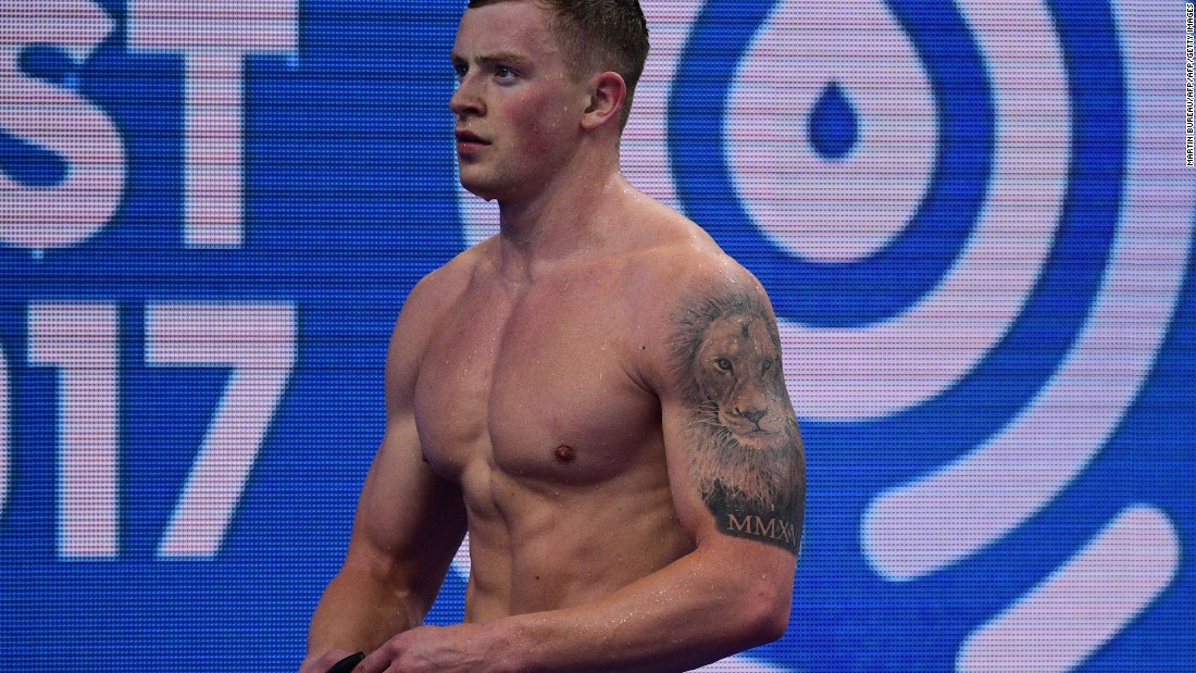 British swimmer Adam Peaty had a lion inked on his left arm after winning two Olympic gold medals in Rio in 2016. 