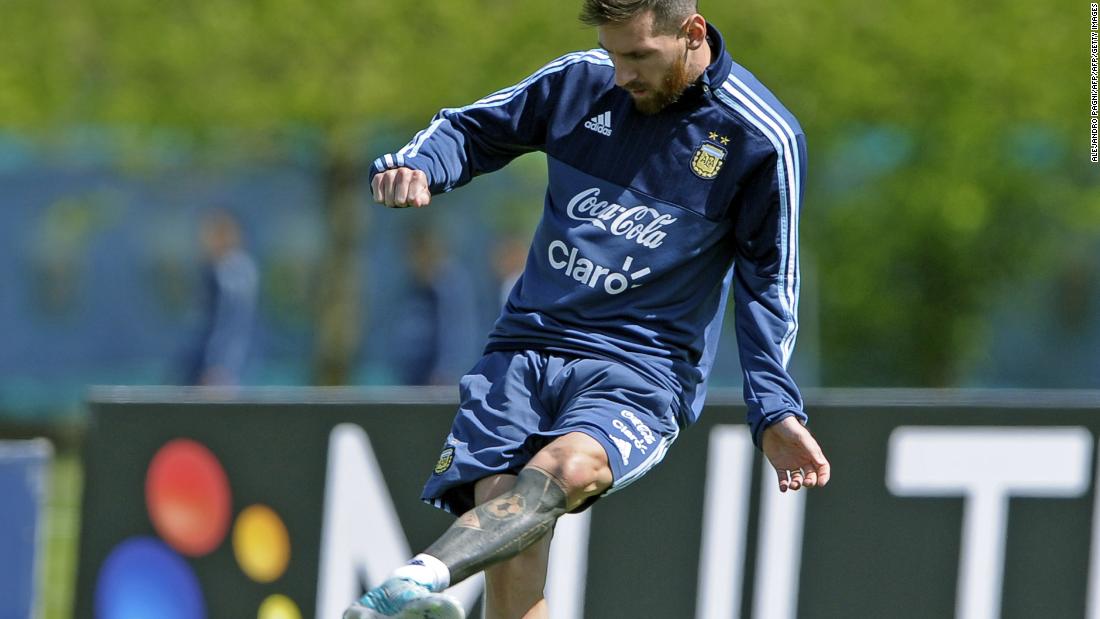 Barcelona star Lionel Messi has quietly been accumulating quite a collection over the years. The Argentine's left leg is now all covered in black from the knee down, except for 'No.10' and two hands alongside the name of his son, Thiago. 