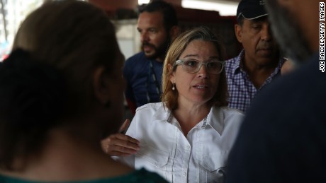 SAN JUAN, PUERTO RICO:  San Juan Mayor Carmen Yulin Cruz deals with an emergency situation where patients at a hospital need to be moved because a generator stopped working in the aftermath of Hurricane Maria on September 30, 2017 in San Juan, Puerto Rico. (Joe Raedle/Getty Images)