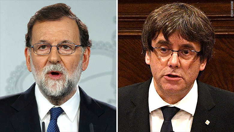Rajoy, left, called Saturday for the removal of Catalan President Carles Puigdemont.