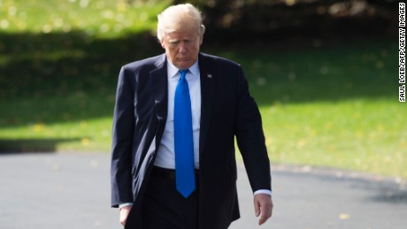 US President Donald Trump speaks to the media prior to departing on Marine One from the South Lawn of the White House in Washington, DC, October 25, 2017, as he travels to Dallas, Texas. (SAUL LOEB/AFP/Getty Images)