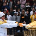 Greek Alpine skier Ioannis Proios olympic torch panathenaic stadium athens 