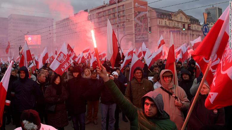 Tens of thousands attended the march in Warsaw.