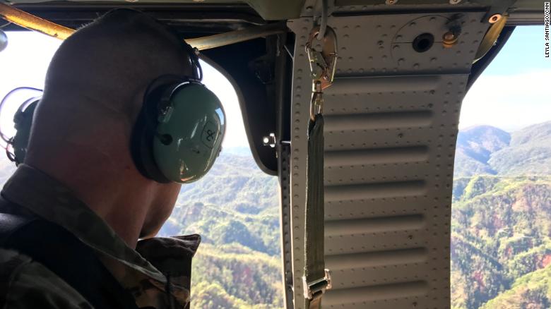 Lieutenant General Jeffrey Buchanan looks down on Puerto Rico on the last day of his deployment.