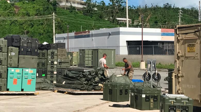 Troops pack up a field hospital in Humacao, Puerto Rico, at the end of their mission there.
