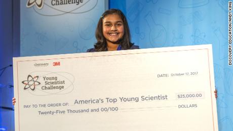 Gitanjali Rao with her £25,000 prize.