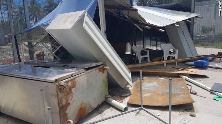 Damaged property in the Manus island refugee camp on Thursday November 23. Asylum seekers who remain in the shuttered camp claim that police caused the damage.