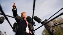 WASHINGTON, DC - NOVEMBER 21:  U.S. President Donald Trump talks to reporters as he departs the White House November 21, 2017 in Washington, DC. Trump and his family are going to his Mar-a-Lago resort for the Thanksgiving holiday. (Photo by Chip Somodevilla/Getty Images)