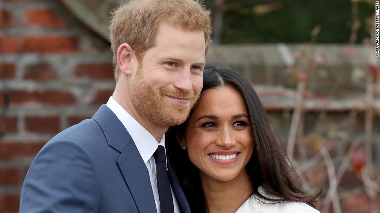 Prince Harry and Meghan Markle at a photocall to announce their engagement at Kensington Palace in London.