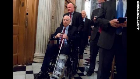Senate Armed Services Chairman John McCain, R-Ariz., arrives for votes on Capitol Hill in Washington, Monday evening, Nov. 27, 2017. President Donald Trump and Senate Republicans are scrambling to change a Republican tax bill in an effort to win over holdout GOP senators and pass a tax package by the end of the year. (AP Photo/J. Scott Applewhite)