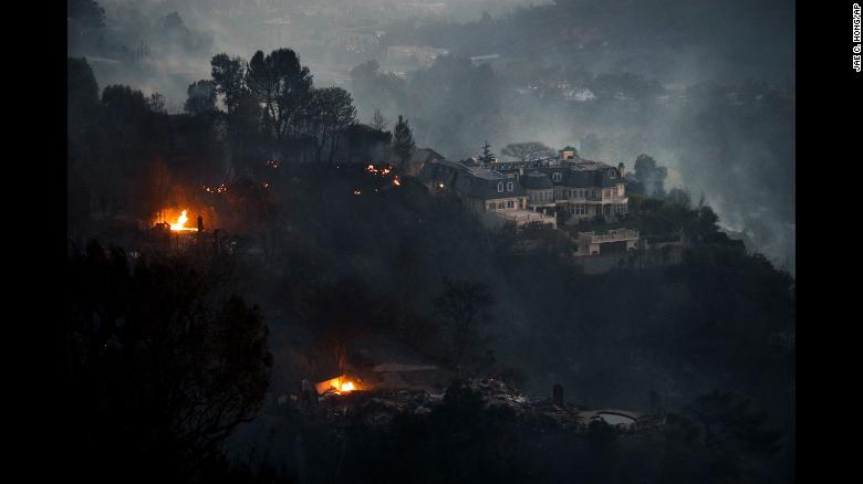 Fires surround a hilltop mansion in the wealthy Bel-Air district of Los Angeles on Wednesday, December 6. Powerful Santa Ana winds and extremely dry conditions are fueling &lt;a href=&quot;http://www.cnn.com/2017/12/07/us/ventura-fire-california/index.html&quot;&gt;wildfires in Southern California&lt;/a&gt; in what has been a devastating year for &lt;a href=&quot;http://www.cnn.com/interactive/2017/12/us/california-wildfires-cnnphotos/&quot;&gt;such natural disasters in the state&lt;/a&gt;.