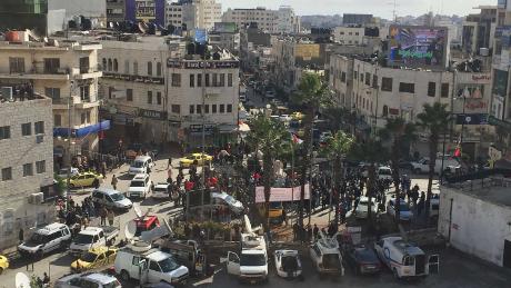 Al-Manara square in Ramallah on Thursday morning