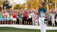 AUGUSTA, GA - APRIL 09: Sergio Garcia of Spain celebrates after defeating Justin Rose (not pictured) of England on the first playoff hole during the final round of the 2017 Masters Tournament at Augusta National Golf Club on April 9, 2017 in Augusta, Georgia. (Photo by Rob Carr/Getty Images)