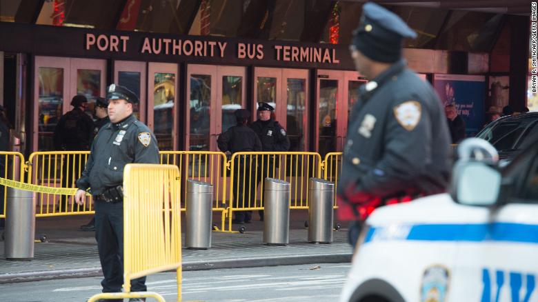 Police respond to an explosion at the Port Authority Bus Terminal on December 11, 2017 in New York.