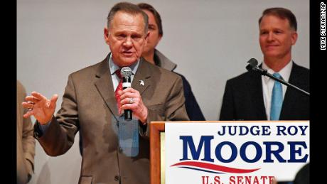 U.S. Senate candidate Roy Moore speaks at the end of an election-night watch party at the RSA activity center, Tuesday, Dec. 12, 2017, in Montgomery, Ala. Moore didn't concede the election to Democrat Doug Jones. (AP Photo/Mike Stewart)
