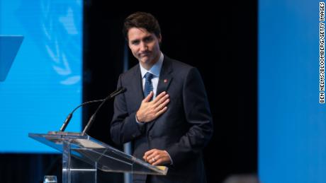 Canada&#39;s Prime Minister Justin Trudeau speaks during the 2017 UN Peacekeeping Defense Ministerial conference.