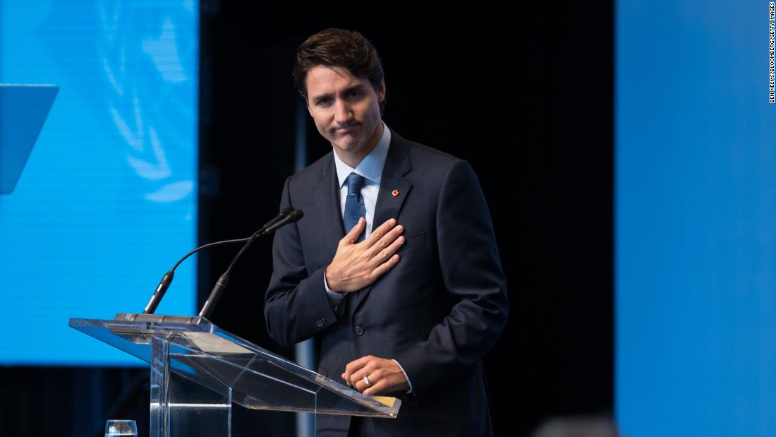 Canada&#39;s Prime Minister Justin Trudeau speaks during the 2017 UN Peacekeeping Defense Ministerial conference.