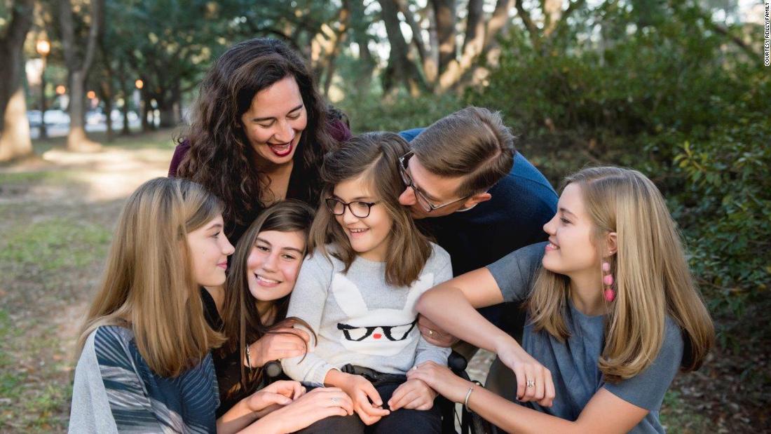 Avery&#39;s family helps her continue the lessons from her different therapies at home, including speech and physical therapy. But they also surround her with love. This photo was taken at Rice University, near the Reillys&#39; house. From left are Presley, Helena, Emory, Avery, Brennan and Trinity.