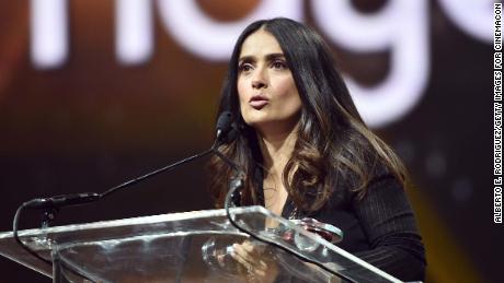 LAS VEGAS, NV - MARCH 30:  Actress/producer Salma Hayek accepts the CinemaCon Vanguard Award onstage during the CinemaCon Big Screen Achievement Awards brought to you by the Coca-Cola Company at The Colosseum at Caesars Palace during CinemaCon, the official convention of the National Association of Theatre Owners, on March 30, 2017 in Las Vegas, Nevada.  (Photo by Alberto E. Rodriguez/Getty Images for CinemaCon)