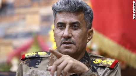 Lt. General Abdul-Wahab al-Saadi, commander for the Iraqi counterterrorism forces&#39; operation to re-take Fallujah from Islamic State militants, speaks at a military camp outside Fallujah, Iraq, Monday, June 27, 2016.