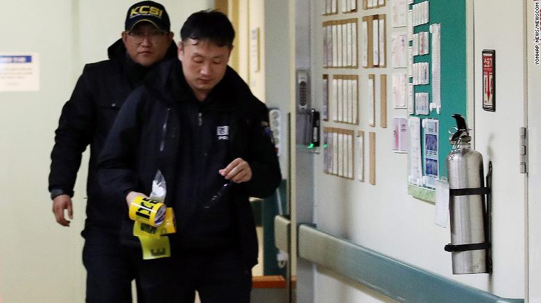 Police investigate the infant deaths at Ewha Womans University Medical Center in Seoul.