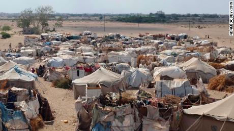 Some three million people have been forced to flee their homes for safety since the conflict began in March 2017. Some end up in filty make shift camps like this one where virtually no basic services exist. 
