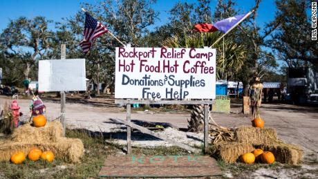 Rockport resident Samantha McCrary set up a relief camp in her sprawling back yard.