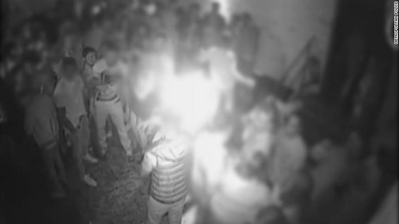 A still from security camera footage, which shows the altercation between Arthur Collins and an unidentified man