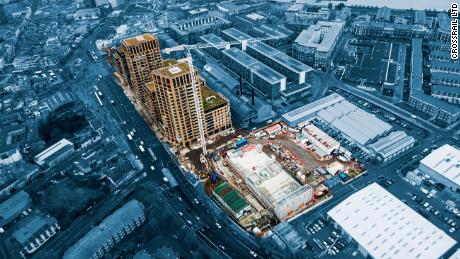 An aerial view of the new Woolwich Station.