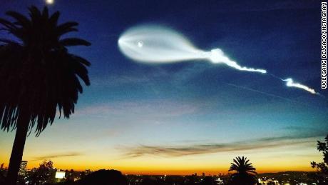 The Space-X launch seen from the Silver Lake neighborhood of Los Angeles. 