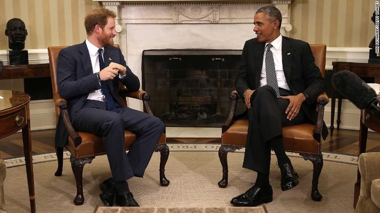 Then-US President Barack Obama meets with Prince Harry at the White House in October 2015.