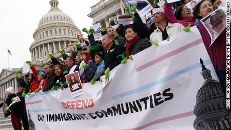 WASHINGTON, DC - DECEMBER 06:  Immigration activists, including U.S. Rep. Judy Chu (D-CA) and Rep. Luis Gutierrez (D-IL), stage a protest on the steps of the U.S. Capitol December 6, 2017 in Washington, DC. Activists urged the Congress to pass a clean Dream Act and protect Temporary Protected Status (TPS) beneficiaries before the end of the year.  (Photo by Alex Wong/Getty Images)