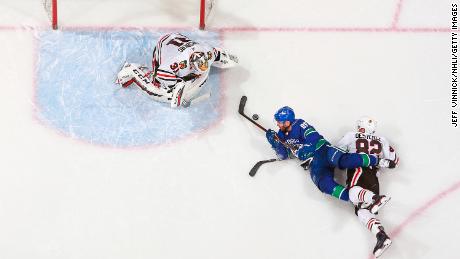 A scene from an NHL game at Rogers Arena. Hockey is great, indoors or out.