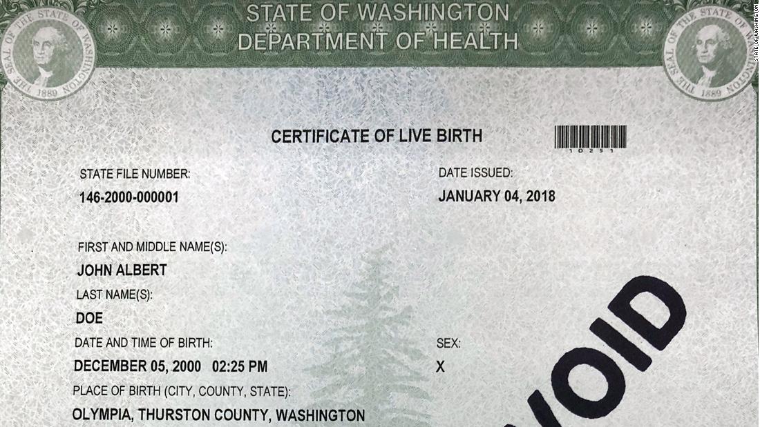 Washington State Offers Three Gender Options For Birth Certificates CNN