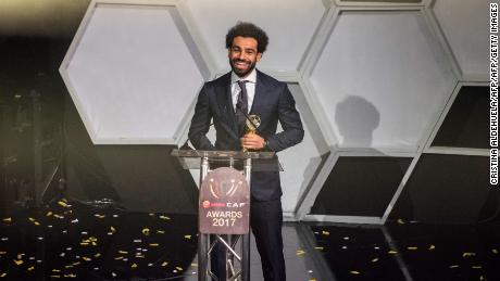 Egypt and Liverpool striker Mohammed Salah speaks during a press conference after the CAF awards at the Accra International Press Conference in Accra after winning the African Footballer of the Year award.  