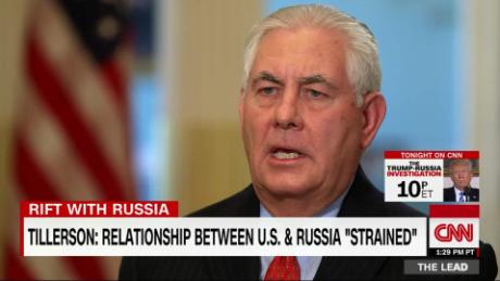 Tillerson splits from Trump on impact of Russia probe