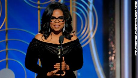 Oprah Winfrey accepts the 2018 Cecil B. DeMille Award at the 75th Annual Golden Globe Awards in Beverly Hills, California, on Saturday.