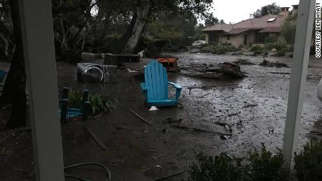Debris litters the area near Hyatt's home Tuesday in Montecito in Santa Barbara County.