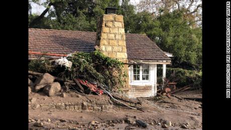 Rainfall and mudflow damaged guest cottages at the San Ysidro Ranch in Montecito, California. 