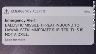 Missile threat alert for Hawaii a false alarm