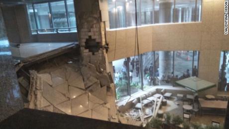 Photo showing inside the Jakarta stock exchange, where an upper floor collapsed on January 15, 2018. 