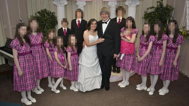 David and Louise Turpin with the children at one of the couple&#39;s vow renewals. 