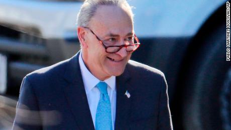 Senate Minority Leader Chuck Schumer of N.Y. walks to his vehicle following his meeting with President Donald Trump at the White House in Washington, Friday, Jan. 19, 2018. (AP Photo/Pablo Martinez Monsivais)