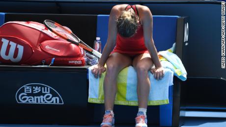 Simona Halep was understandably drained after her marathon win.